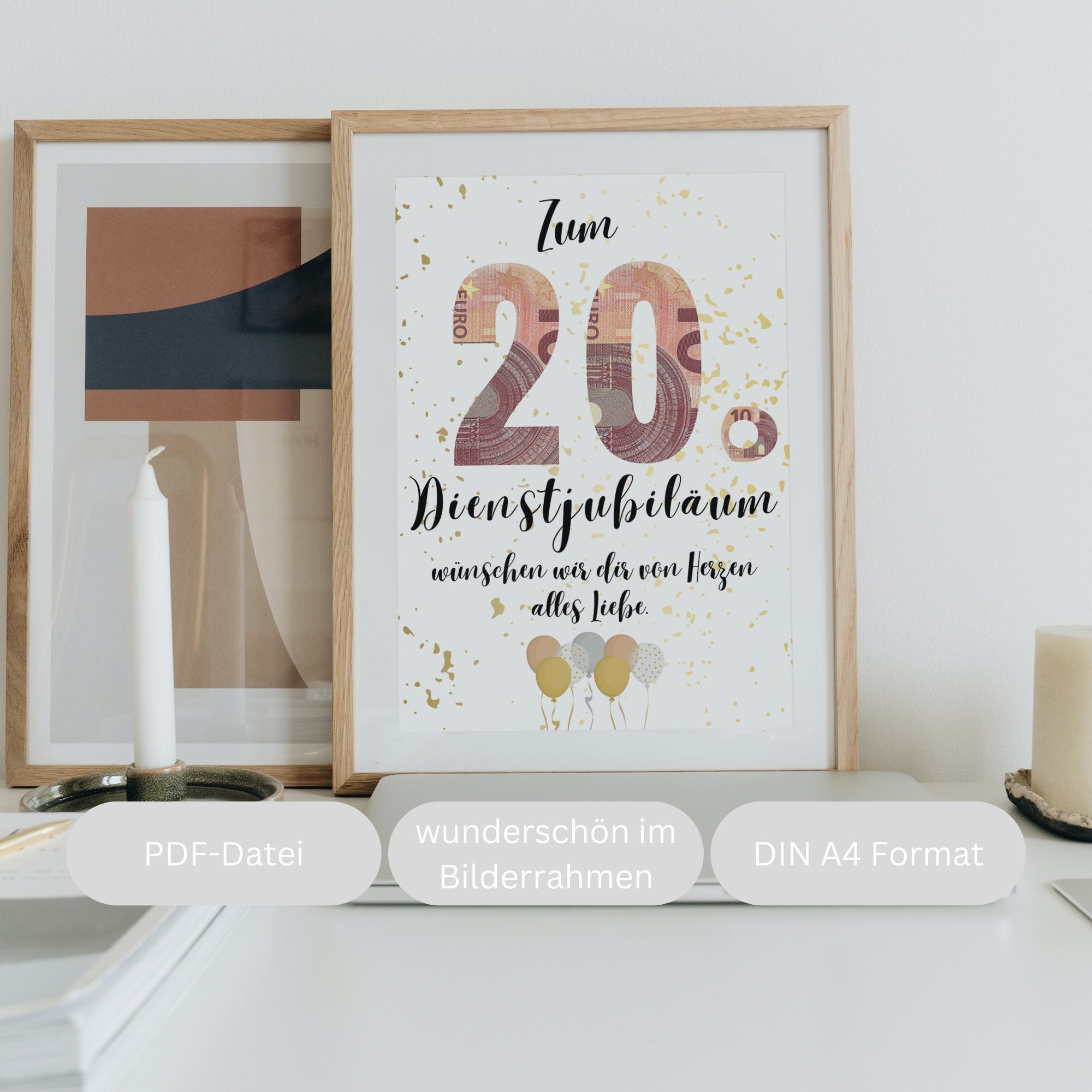 Geldgeschenk Dienstjubiläum 20 Jahre Firmenjubiläum zum Ausdrucken für
