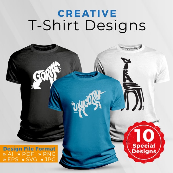Typographic Animal Series 10 Designs Bundle for digital t-shirt, sweatshirt, cupprinting business All in One Bundle for your printing Needs