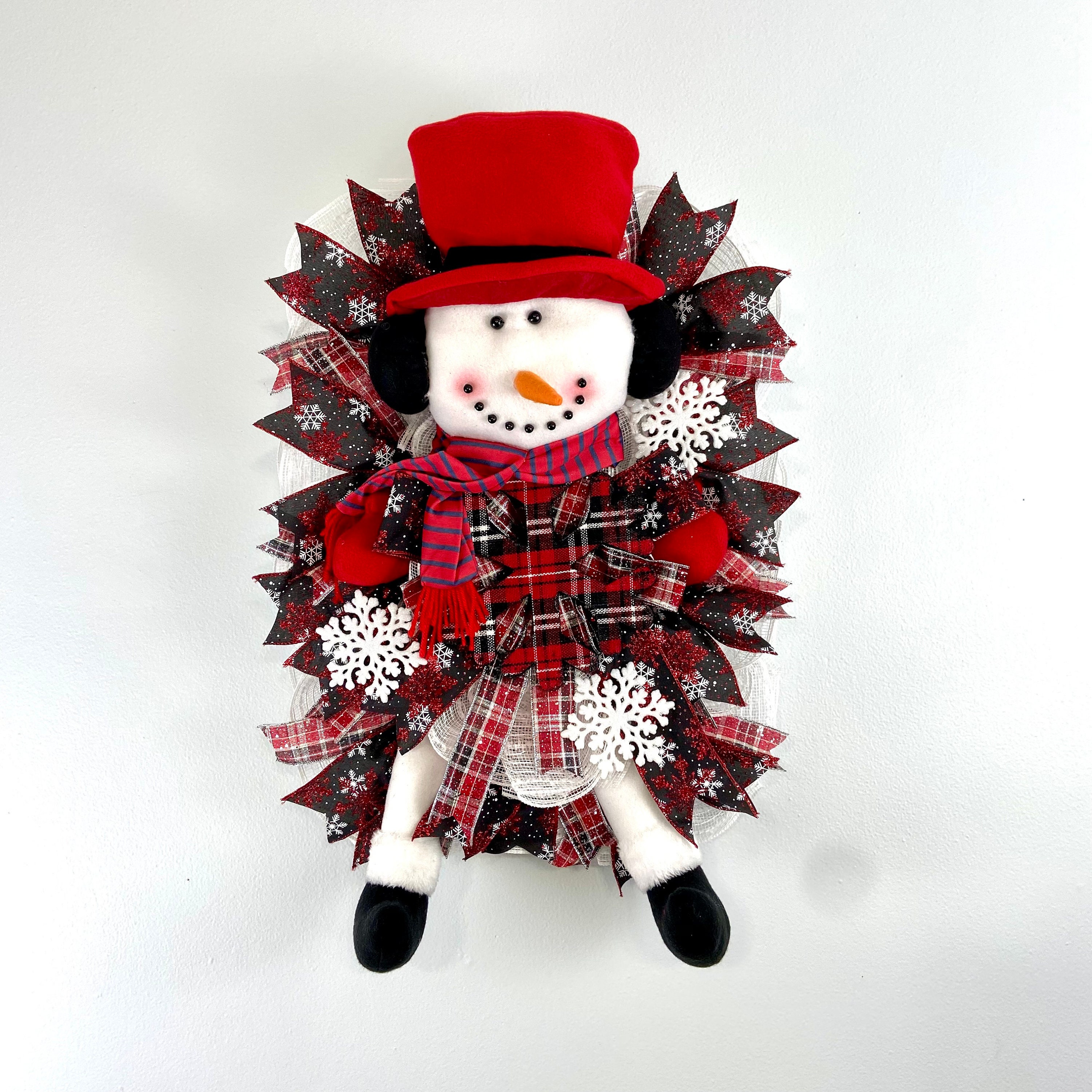 Plush Snowman Wreath Etsy