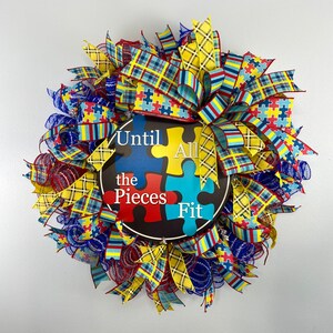 Autism Awareness Wreath: Puzzle Piece Front Door Decor