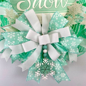 Winter snowflake wreath for front door, seasonal holiday porch decor, christmas winter snowflake door hanger image 3