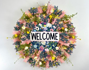 Blossoming Spring Welcome Wreath, Colorful Front Door Adornment, Fresh Seasonal Greeting Decor, Mother's Day Gift