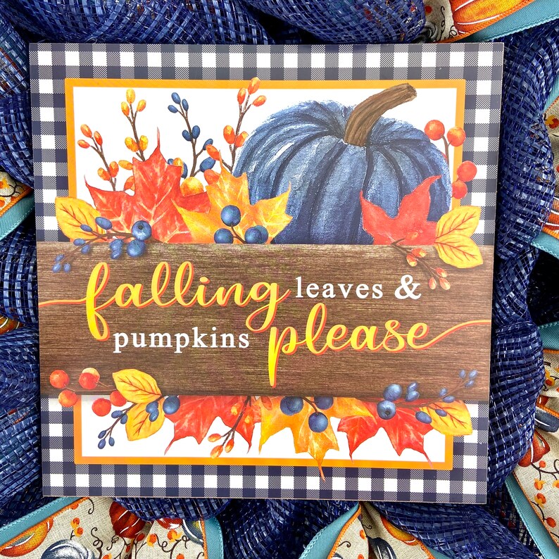 Pumpkin wreath for front door, fall harvest decor, deco mesh autumn wreath image 2