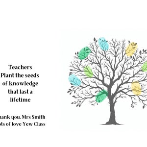Agradecimiento personalizado al maestro, Huella digital, Impresión de arte de árbol, Regalo de clase, Regalo escolar de fin de año, Descarga digital instantánea, Editable