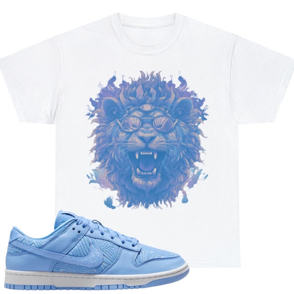 university blue dunks shirt