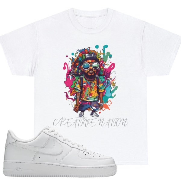 Shirt To Match Nike Air Force 1 '07 'Triple White' CW2288 111 | Unisex Tee | Psychedelic T Shirt | Sneaker T Shirt | Sneaker Tee | Gift For