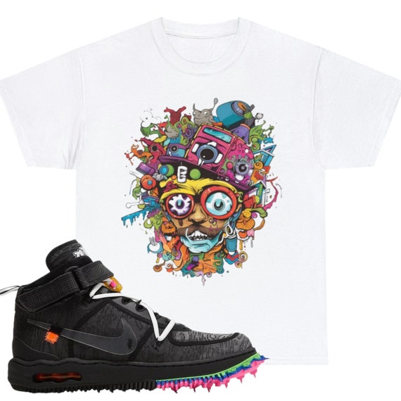Shirt to Match Off-white Air Force 1 Mid Graffiti Unisex Tee 