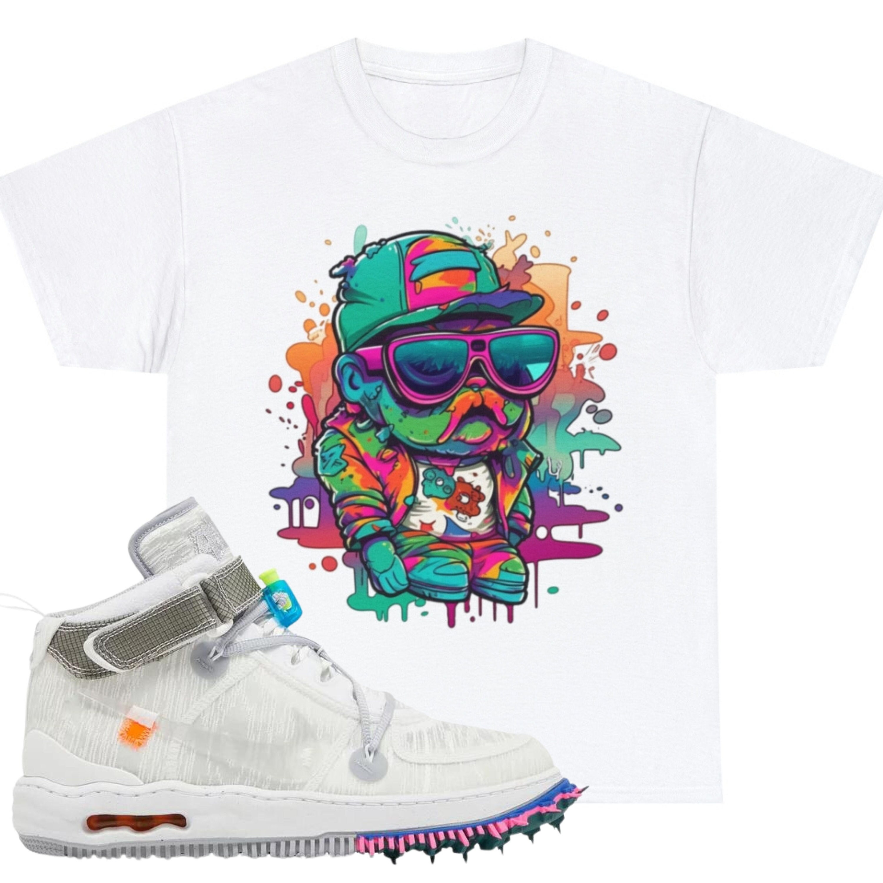 Shirt to Match Off-white Air Force 1 Mid Graffiti Unisex Tee 