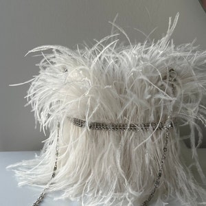 Ostrich Feather Bag - Wedding bag - Evening bag - Handbag - Wedding shoulder chain bag - Embellished with exotic ostrich feathers