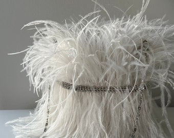 Ostrich Feather Bag - Wedding bag - Evening bag - Handbag - Wedding shoulder chain bag - Embellished with exotic ostrich feathers