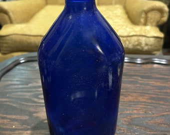 Vintage 8-3/4" Cobalt Blue Made In USA Genuine Phillips Glass Bottle