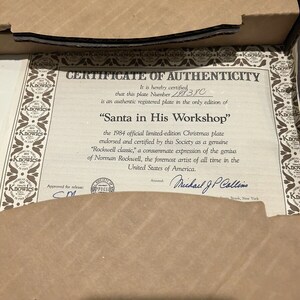 367326 Norman Rockwell Collectors Plate Santa in His Workshop Original Box COA ...