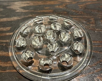 Vintage helder glas 16 gaats bloemkikker ~ 5" diameter ~ bloemstuk