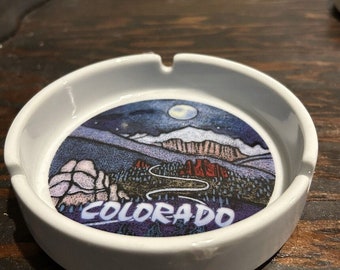 Vintage Colorado Runder Aschenbecher 3 Kerbe Souvenir