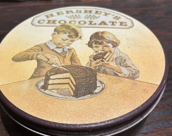 Vintage Hershey's Chocolate Round Tin Container Collectible Children Cake