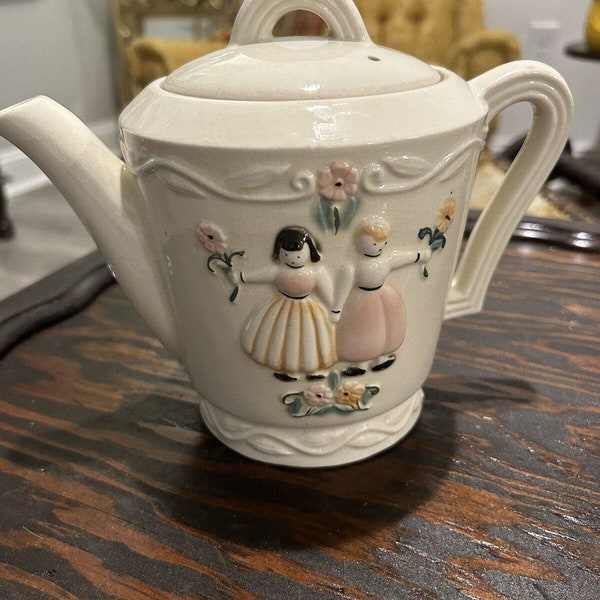 Vintage Porcelier Teapot Dutch Boy and Girl/ VINTAGE/ PORCELAIN USA