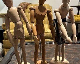 Set von 3 Holzgelenk-Künstlerzeichnung Mannequins 13 ”