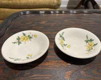 2 bols vintage Knowles renoncule jaune renoncule en porcelaine, baies 5 1/2"