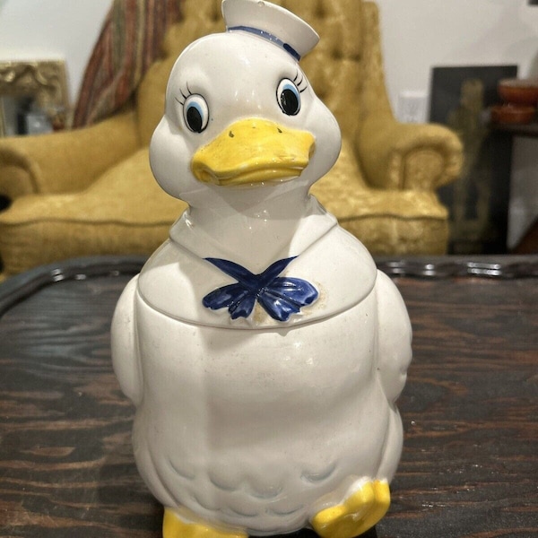 Fred Roberts Cookie Jar Sailor Duck Ceramic Canister San Fran Japan Vintage READ