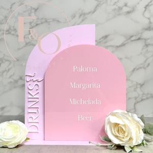 Signature Getränke Hochzeit Bar Menü | Acryl Bar Menü | Hochzeit Acryl Drink Zeichen | Double Panel Acryl Bar Menü | 3D | Mehrere Farben