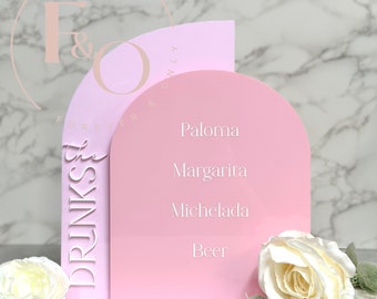 Signature Drinks Wedding Bar Menu | Acrylic Bar Menu | Wedding Acrylic Drink Sign | Double Panel Acrylic Bar Menu | 3D | Multiple Colors