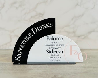 Signature Drinks Double Arches Bar Menu | Acrylic Bar Menu | Wedding Acrylic Drink Sign | Double Panel Acrylic Bar Menu | Multiple Colors