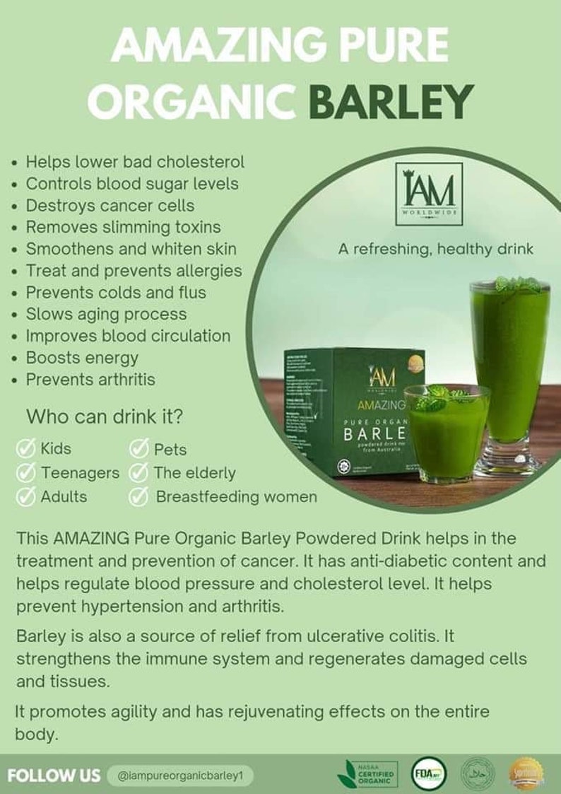 IAM Amazing Pure Organic Barley Power Drink Mix Etsy
