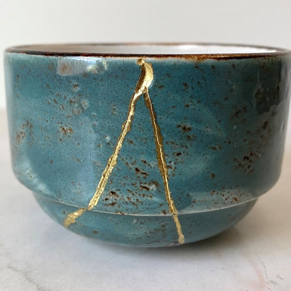 Kintsugi Turquoise Cup, Trinket Dish, Tealight Holder, Housewarming Gift, Candleholder