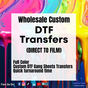 Custom Gang Sheet, Full Color DTF, Shirt Heat Transfer, Ready To Apply, Express DTF, Direct To Film, DTF Screen Print, Bulk Printing