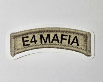E4 Mafia Tab Sticker | Army Humor Sticker | US Army Sticker | Military Humor Sticker | Vinyl Sticker | Water-resistant Sticker