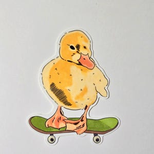 Pegatina de patito patinando / Pegatina adorable / Pegatina de patito / Pegatina resistente al agua / Cannonmade