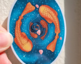 Swirly Koi Sticker | Vinyl Sticker | Die Cut sticker | Waterproof Sticker | Laptop sticker | Cute Sticker | Kawaii Sticker