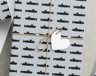 United States Submarine Force Silent Service Black Mini Submarines Gray Gift Wrap Papers
