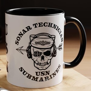 Sonar Techniker U-Boote STS Sailor Skull US U-Boot-Kraft Silent Service Delfine Akzent Kaffeetasse