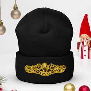 United States Submarine Dolphins Gold Officer Silent Service Phins Cuffed Beanie