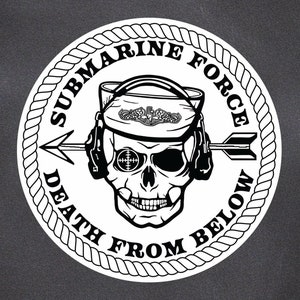 Pegatinas redondas de calavera de marinero de submarino de la Fuerza Submarina de Estados Unidos, servicio silencioso, muerte desde abajo, para interior y exterior
