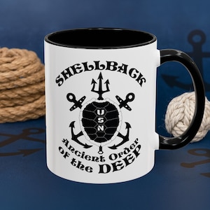 United States Shellback Ancient Order of the Deep White Accent Coffee Mug