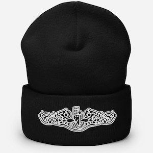 United States Submarine Dolphins White Phins Cuffed Beanie