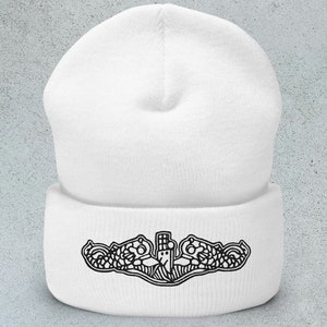 United States Submarine Dolphins Black Phins Cuffed Beanie