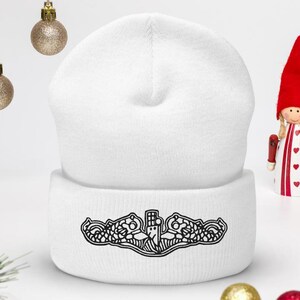 United States Submarine Dolphins Black Phins Cuffed Beanie