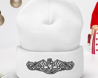 United States Submarine Dolphins Black Phins Cuffed Beanie
