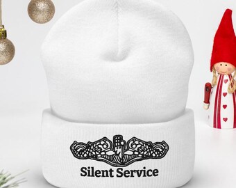 United States Submarine Dolphins Silent Service Black Phins Cuffed Beanie