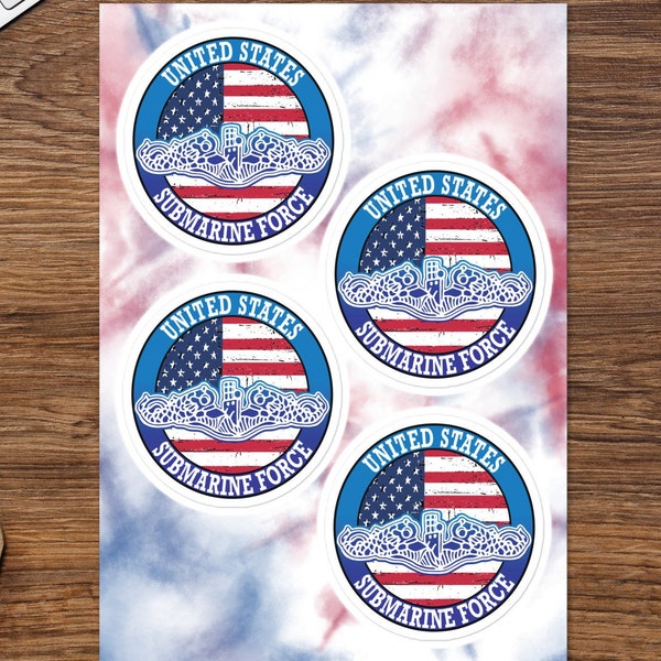 United States Submarine Force Silent Service mit weißen Delfinen auf amerikanischer Flagge Sticker Sheet