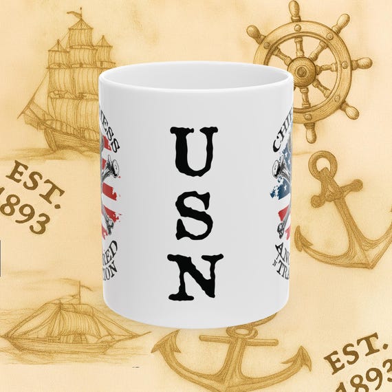 Chief's Mess Anchored Tradition CPO Skull Crossbones Sailor on Distressed  USA Flag White Coffee Mug - Etsy