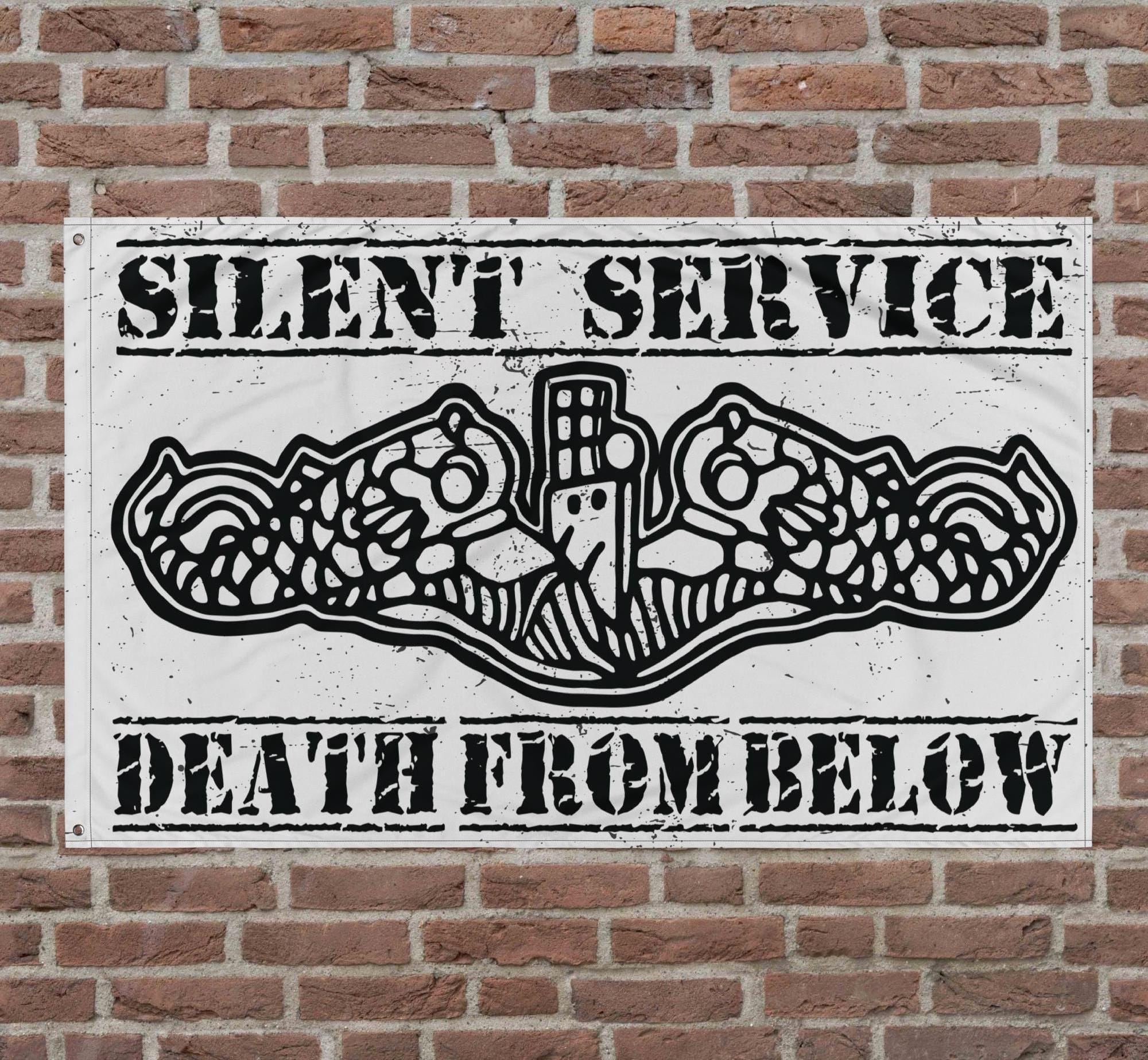 United States Silent Service Submarine Dolphins Death From Below Distressed Flag