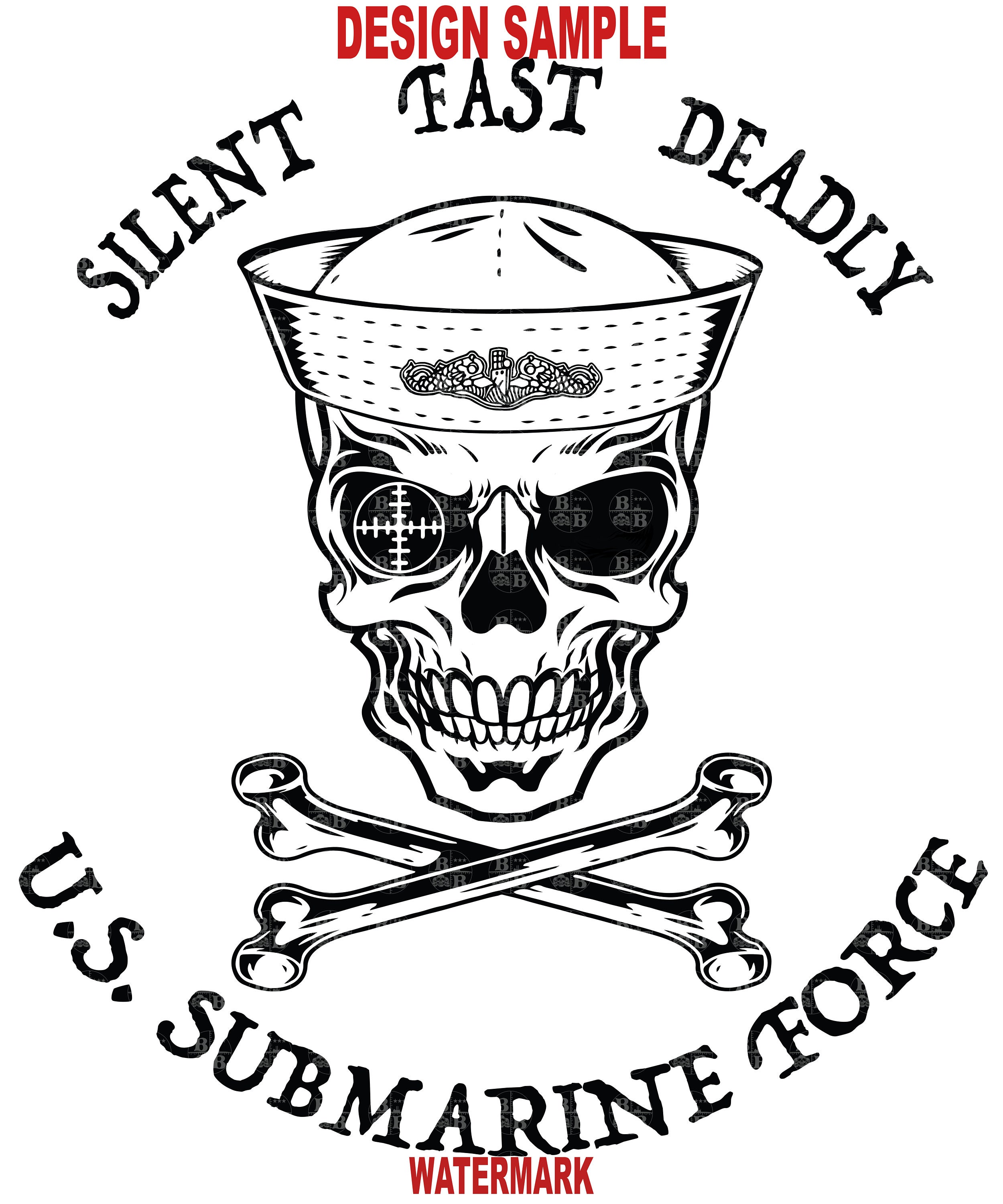 Submarine Force Deep Silent Fast Deadly Skull Sticker | Vinyl Decal By WarlordOne