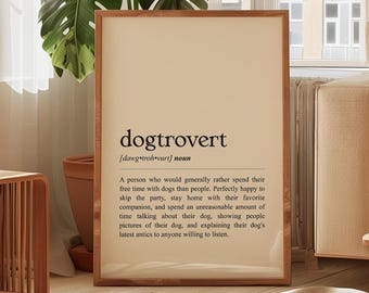 Dogtrovert Definition Print | Funny Introvert Dog Art (Instant Download)