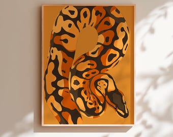 Impression d'art en python boule | Illustration du safari dans la jungle (téléchargement numérique)