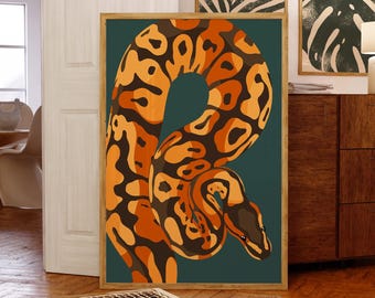 Königspython Kunstdruck | Jungle Safari Illustration (Digitaler Download)