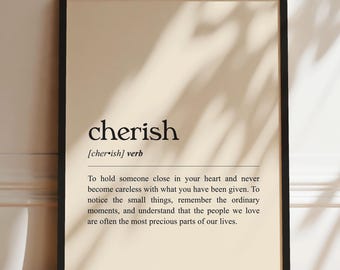 Cherish Definition Print | Romantic Typography Wall Art (Digital Download)